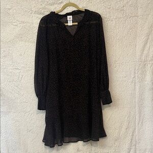 CAbi Black Long Sleeve Dress with Delicate Pattern